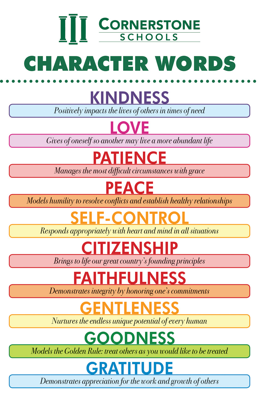 cornerstone culture cornerstone schools character words